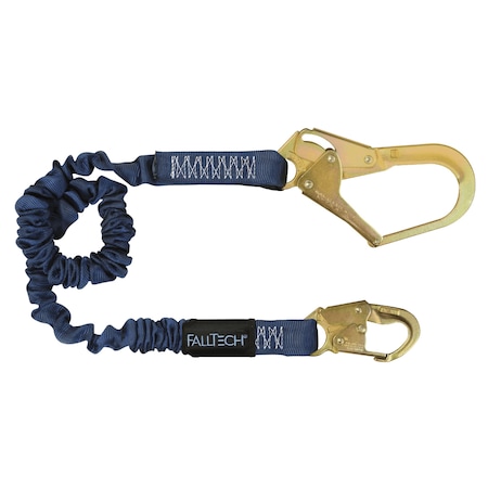Falltech ElasTech Shock Absorbing Lanyard, 310 lb Load, 6 ft L, Polyester Line, 1 Legs, Rebar Hook Anchorage 82403